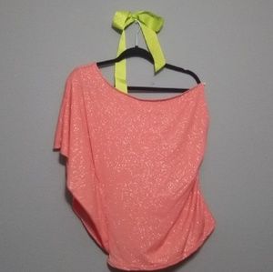 Gorgeous PEACH Sparkled Off Shoulder Blouse